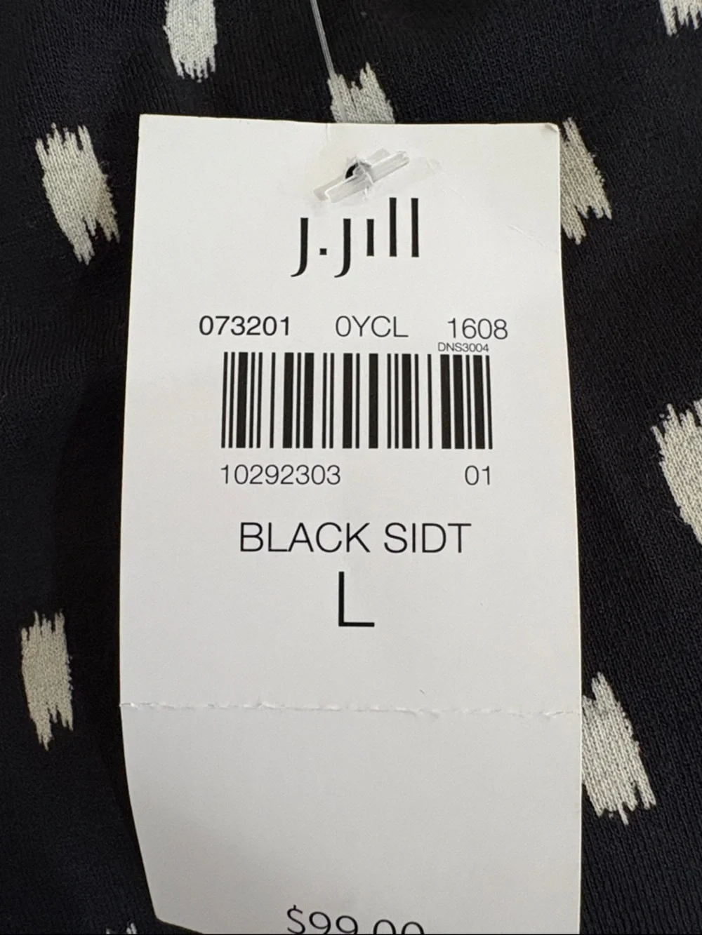 NWT J. Jill Wearever Collection Black Abstract Print Dress Size L Short Sleeve